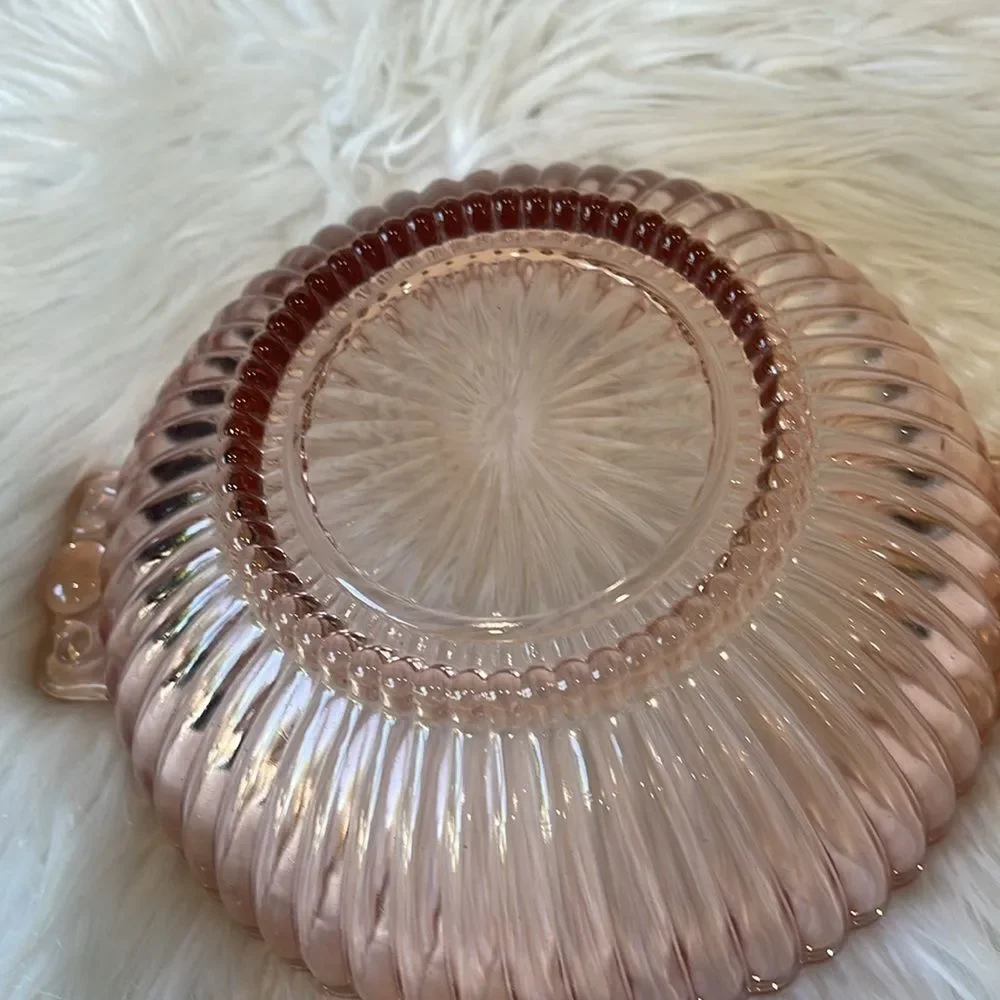 ANCHOR HOCKING PINK DEPRESSION GLASS RIBBED 8